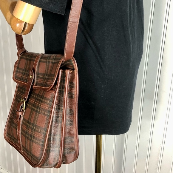 WRALPH LAUREN Tartan Plaid Brown Green Plaid Doctor's Crossbody Messenger Bag - Picture 4 of 17